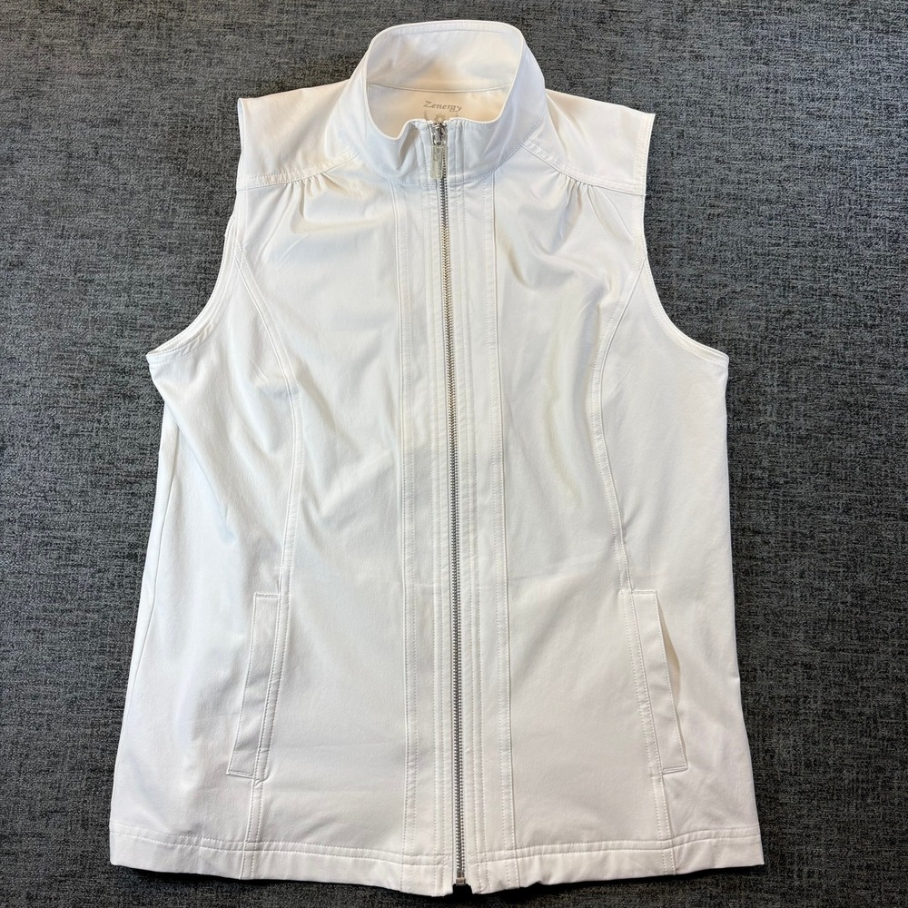 Zenergy by Chico's Vest and Pants Set Women 1/0 White Cargo Performance Stretch